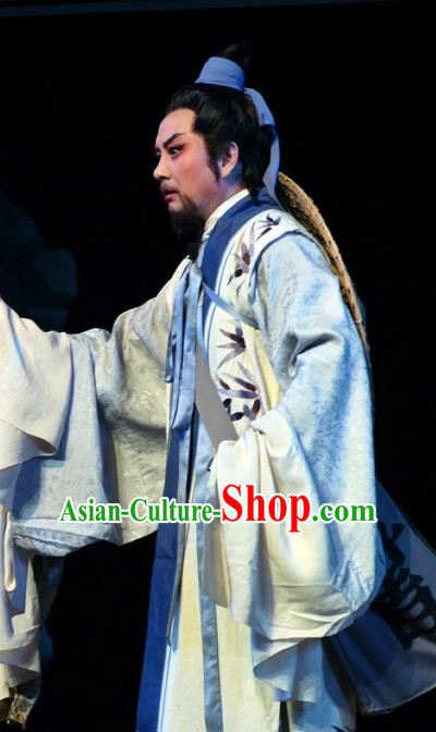 Hua Long Dian Jing Chinese Lu Opera Scholar Ma Zhou Apparels Costumes and Headpieces Traditional Shandong Opera Garment Literati Clothing