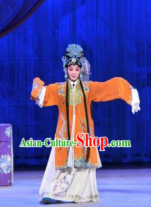 Chinese Shandong Opera Noble Lady Garment Costumes and Headdress Forced Marriage Traditional Lu Opera Hua Tan Apparels Diva Hong Meirong Dress