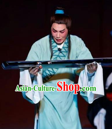 Chang Bai Han Ru Chinese Lu Opera Young Male Apparels Costumes and Headpieces Traditional Shandong Opera Xiaosheng Garment Scholar Zhu Yue Clothing