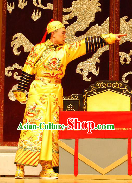 Shao Nian Tian Zi Chinese Qu Opera Monarch Apparels Costumes and Headpieces Traditional Beijing Opera Qing Dynasty Emperor Shun Zhi Garment Xiaosheng Clothing