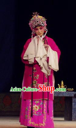 Chinese Henan Opera Young Lady Garment Costumes and Headdress The Romance of Hairpin Traditional Qu Opera Hua Tan Apparels Actress Qian Yulian Rosy Dress