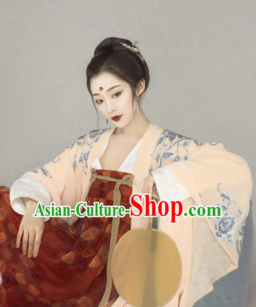 Chinese Drama Ancient Imperial Consort Red Dress Traditional Hanfu Apparels Tang Dynasty Court Woman Historical Costumes and Headpieces Complete Set