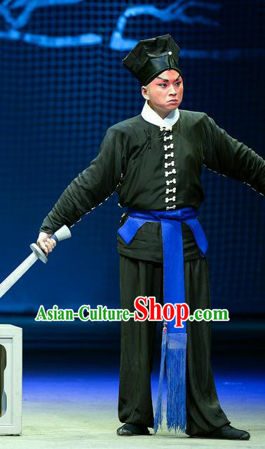 Jin Lian Chinese Hubei Hanchu Opera Martial Male Apparels Costumes and Headpieces Traditional Han Opera Wusheng Garment Hero Wu Song Clothing