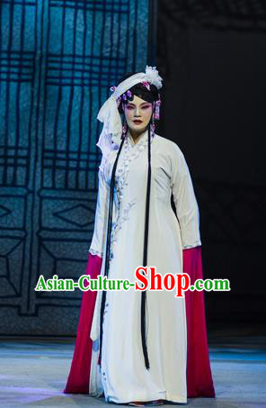 Chinese Han Opera Distress Woman Garment Jin Lian Costumes and Headdress Traditional Hubei Hanchu Opera Young Female Apparels Diva Pan Jinlian Dress