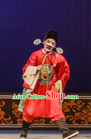 Xian Jie Bian Chinese Hubei Hanchu Opera Magistrate Luan Apparels Costumes and Headpieces Traditional Han Opera Chou Role Garment Official Clothing