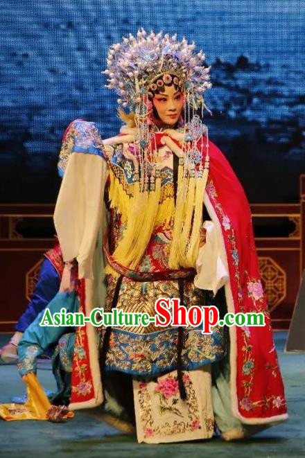 Chinese Han Opera Hua Tan Sun Shangxiang Garment Liu Bei Zhao Qin Costumes and Headdress Traditional Hubei Hanchu Opera Actress Apparels Princess Dress
