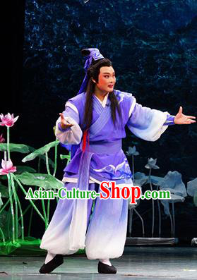 Legend of Meng Jiangnv Chinese Hubei Hanchu Opera Xiaosheng Apparels Costumes and Headpieces Traditional Han Opera Young Male Garment Fan Xiliang Clothing