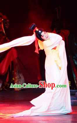 Chinese Han Opera Actress Garment Legend of Meng Jiangnv Costumes and Headdress Traditional Hubei Hanchu Opera Country Woman Apparels Hua Tan Dress