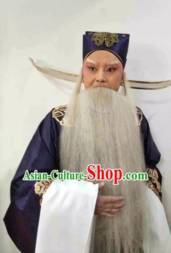 Liu Bei Zhao Qin Chinese Hubei Hanchu Opera Elderly Male Apparels Costumes and Headpieces Traditional Han Opera Laosheng Garment Official Qiao Xuan Clothing