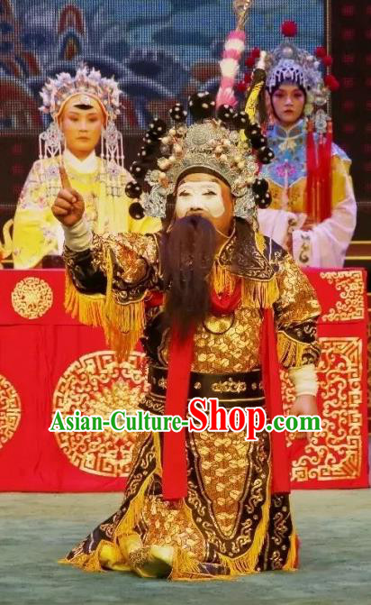 Liu Bei Zhao Qin Chinese Hubei Hanchu Opera Military Officer Apparels Costumes and Headpieces Traditional Han Opera Clown Garment Warrior Clothing