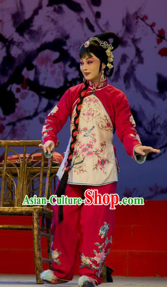 Chinese Han Opera Young Woman Garment Shi Qi Costumes and Headdress Traditional Hubei Hanchu Opera Diva Yu Lan Apparels Actress Dress