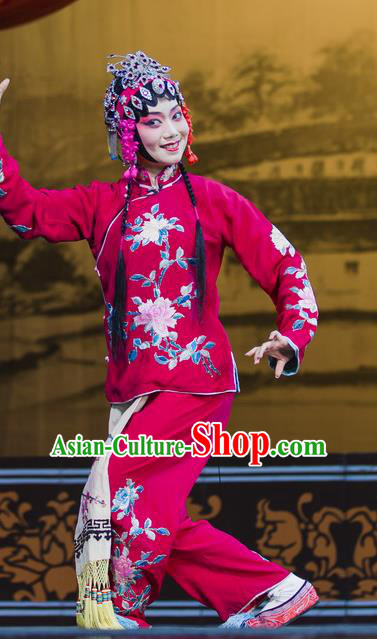 Chinese Han Opera Actress Yelu Hanyan Garment Gua Hua Costumes and Headdress Traditional Hubei Hanchu Opera Hua Tan Apparels Young Beauty Dress