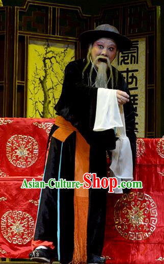 Baili Xi Ren Qi Chinese Hubei Hanchu Opera Old Man Apparels Costumes and Headpieces Traditional Han Opera Elderly Male Garment Laosheng Clothing