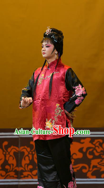 Chinese Han Opera Servant Girl Garment Mu Ke Zhai Costumes and Headdress Traditional Hubei Hanchu Opera Xiaodan Apparels Dress