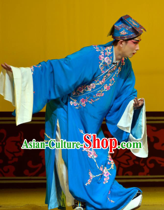 Hua Tian Ba Cuo Chinese Hubei Hanchu Opera Scholar Bian Ji Apparels Costumes and Headpieces Traditional Han Opera Young Male Garment Xiaosheng Clothing