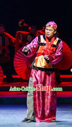 Shi Niang Chinese Hubei Hanchu Opera Wedding Apparels Costumes and Headpieces Traditional Han Opera Young Male Garment Bridegroom Clothing