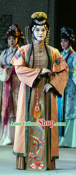 Chinese Han Opera Young Female Garment Jin Lian Costumes and Headdress Traditional Hubei Hanchu Opera Rich Consort Apparels Actress Pan Jinlian Dress