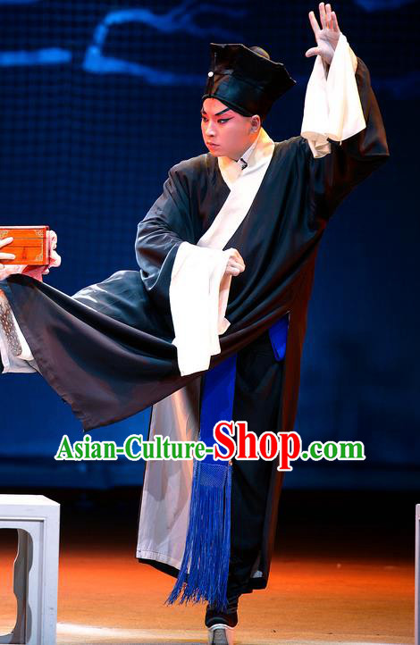 Jin Lian Chinese Hubei Hanchu Opera Niche Ximen Qing Apparels Costumes and Headpieces Traditional Han Opera Scholar Garment Xiaosheng Clothing