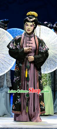 Chinese Han Opera Actress Li Pinger Garment Jin Lian Costumes and Headdress Traditional Hubei Hanchu Opera Diva Apparels Young Mistress Dress