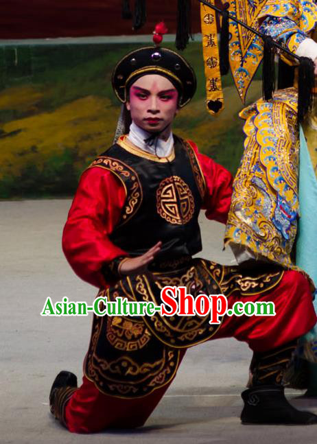 The Princess in Distress Chinese Guangdong Opera Soldier Apparels Costumes and Headpieces Traditional Cantonese Opera Martial Male Garment Wusheng Clothing