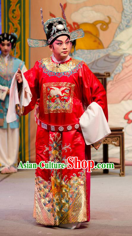 The Princess in Distress Chinese Guangdong Opera Xiaosheng Apparels Costumes and Headpieces Traditional Cantonese Opera Young Male Garment Prince Clothing