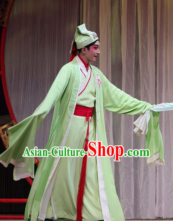 The Fairy Tale of White Snake Chinese Guangdong Opera Scholar Xu Xian Apparels Costumes and Headpieces Traditional Cantonese Opera Xiaosheng Garment Clothing