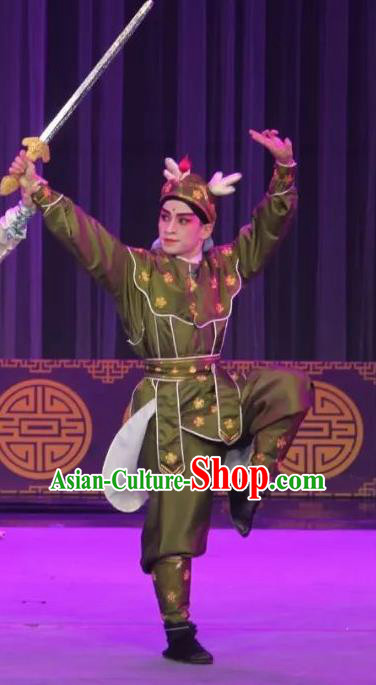 The Fairy Tale of White Snake Chinese Guangdong Opera Wusheng Apparels Costumes and Headpieces Traditional Cantonese Opera Swordsman Garment Martial Male Clothing