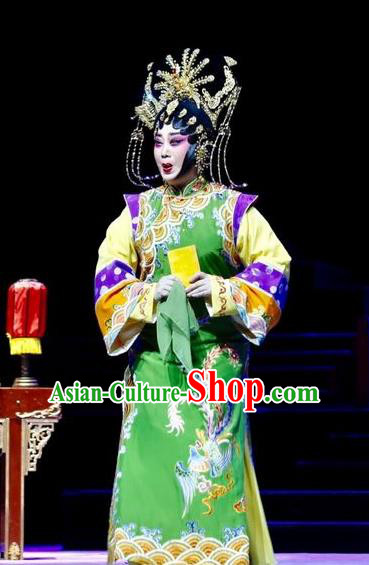 Chinese Cantonese Opera Empress Garment Prince Rui and Concubine Zhuang Costumes and Headdress Traditional Guangdong Opera Apparels Queen Xiaozhuang Green Dress