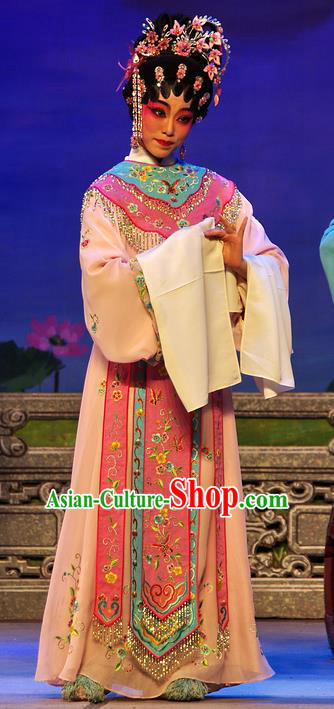 Chinese Cantonese Opera Imperial Consort Zheng Dan Garment Costumes and Headdress Traditional Guangdong Opera Young Beauty Apparels Hua Tan Dress