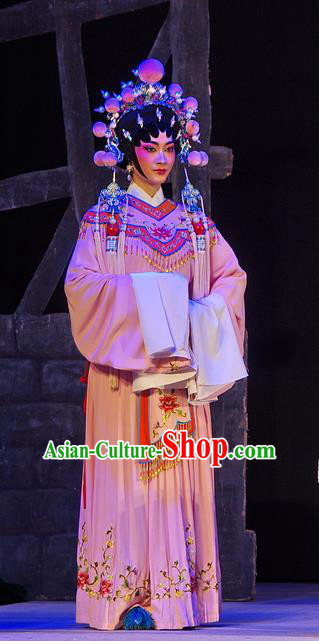 Chinese Cantonese Opera Palace Lady Garment Costumes and Headdress Traditional Guangdong Opera Xiaodan Apparels Court Maid Dress