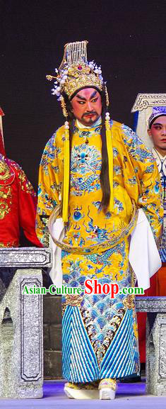 Chinese Guangdong Opera Duke Fuchai Apparels Costumes and Headpieces Traditional Cantonese Opera Monarch Garment King of Wu Clothing