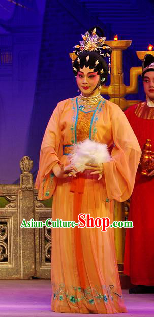 Chinese Cantonese Opera Actress Garment Costumes and Headdress Traditional Guangdong Opera Hua Tan Apparels Diva Xi Shi Dress