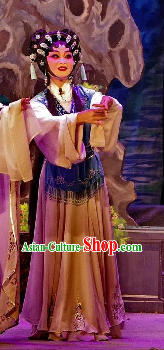 Chinese Cantonese Opera Maid Lady Xiao Pan Garment Qian Tang Su Xiaoxiao Costumes and Headdress Traditional Guangdong Opera Xiaodan Apparels Servant Girl Dress