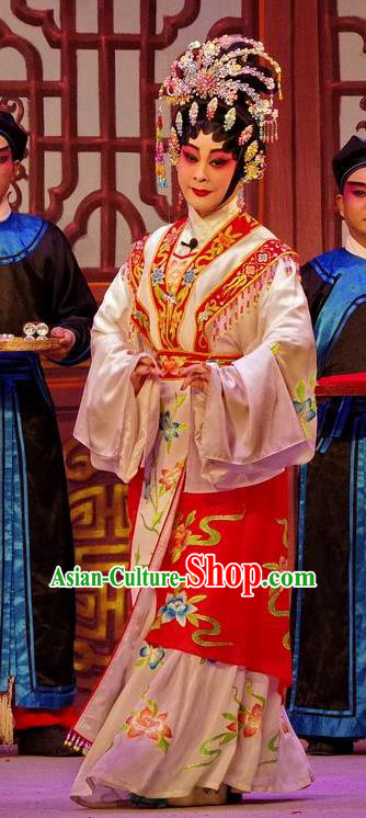 Chinese Cantonese Opera Diva Garment Qian Tang Su Xiaoxiao Costumes and Headdress Traditional Guangdong Opera Young Female Apparels Hua Tan Dress