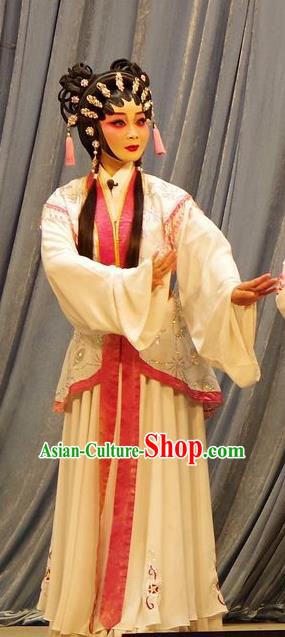 Chinese Cantonese Opera Young Lady Garment Qian Tang Su Xiaoxiao Costumes and Headdress Traditional Guangdong Opera Servant Girl Apparels Xiaodan Dress