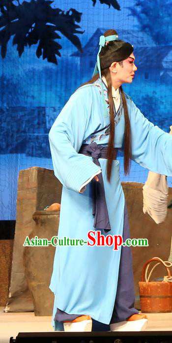 Legend of Lun Wenxu Chinese Guangdong Opera Poor Scholar Apparels Costumes and Headpieces Traditional Cantonese Opera Xiaosheng Garment Clothing