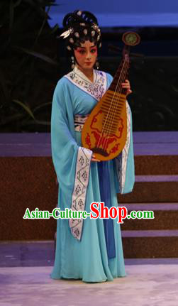 Chinese Cantonese Opera Court Maid Garment Southern Tang Emperor Costumes and Headdress Traditional Guangdong Opera Xiaodan Apparels Palace Lady Dress