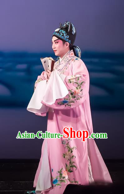 The Romance of Hairpin Chinese Guangdong Opera Poor Scholar Wang Shipeng Apparels Costumes and Headpieces Traditional Cantonese Opera Xiaosheng Garment Young Male Clothing