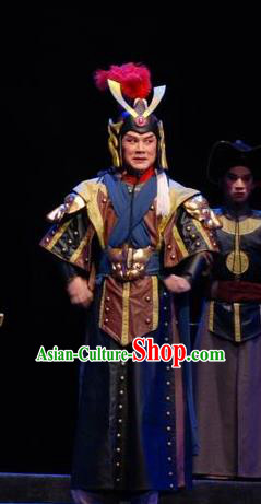 Empress Zhou the Lesser Chinese Guangdong Opera General Apparels Costumes and Headpieces Traditional Cantonese Opera Military Officer Garment Clothing