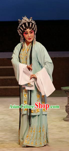 Chinese Cantonese Opera Actress Garment General Ma Chao Costumes and Headdress Traditional Guangdong Opera Hua Tan Apparels Young Female Jiang Yunxia Green Dress