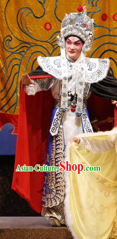 General Ma Chao Chinese Guangdong Opera Wusheng Apparels Costumes and Headpieces Traditional Cantonese Opera Takefu Garment Martial Male Clothing