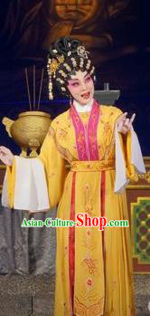 Chinese Cantonese Opera Diva Garment Legend of Lun Wenxu Costumes and Headdress Traditional Guangdong Opera Hua Tan Apparels Young Beauty Dress