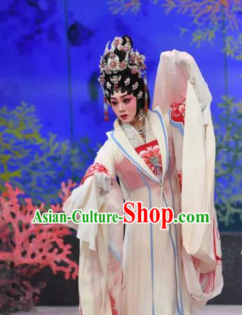 Chinese Cantonese Opera Dragon Princess Garment Liu Yi Delivers A Letter Costumes and Headdress Traditional Guangdong Opera Hua Tan Apparels Diva Dress