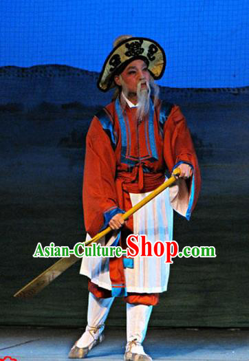 Meng Hui Tai Hu Chinese Guangdong Opera Elderly Man Apparels Costumes and Headpieces Traditional Cantonese Opera Laosheng Garment Boatman Clothing