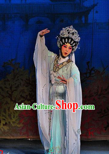Chinese Cantonese Opera Actress Garment Meng Hui Tai Hu Costumes and Headdress Traditional Guangdong Opera Young Beauty Apparels Diva Xi Shi Dress