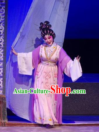 Chinese Cantonese Opera Actress Huo Xiaoyu Garment Story of the Violet Hairpin Costumes and Headdress Traditional Guangdong Opera Young Beauty Apparels Diva Dress