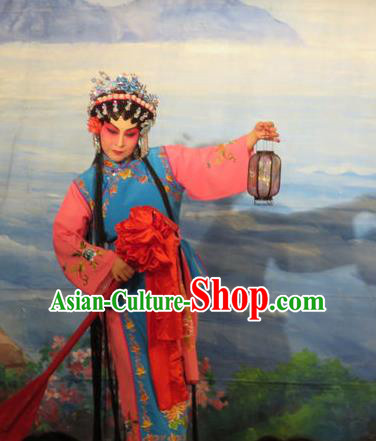 Chinese Cantonese Opera Xiaodan Chun Lan Garment Hua Tian Ba Xi Hairpin Costumes and Headdress Traditional Guangdong Opera Young Lady Apparels Maidservant Dress