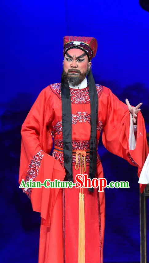 Hun Qian Zhu Ji Xiang Chinese Guangdong Opera Elderly Male Apparels Costumes and Headpieces Traditional Cantonese Opera Landlord Garment Civilian Clothing