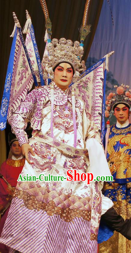 Diao Man Gong Zhu Gan Fu Ma Chinese Guangdong Opera General Meng Feixiong Apparels Costumes and Headpieces Traditional Cantonese Opera Commander Garment Kao Clothing