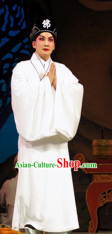 Diao Man Gong Zhu Gan Fu Ma Chinese Guangdong Opera Monk Apparels Costumes and Headpieces Traditional Cantonese Opera Young Male Garment Meng Feixiong Robe Clothing